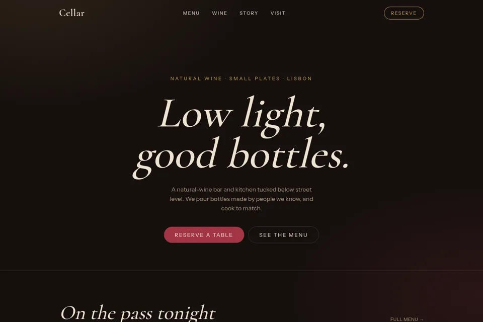 Cellar website preview