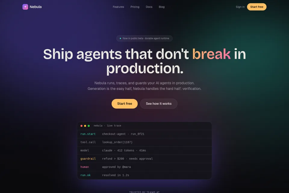 Nebula website preview